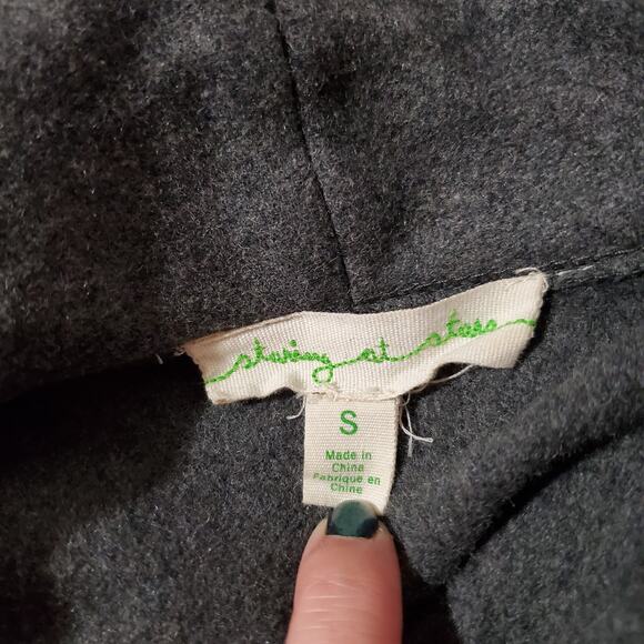 Staring at Stars UO Vintage Open Wool Cardigan Jacket Womens Size S Gray Pockets - Picture 6 of 9